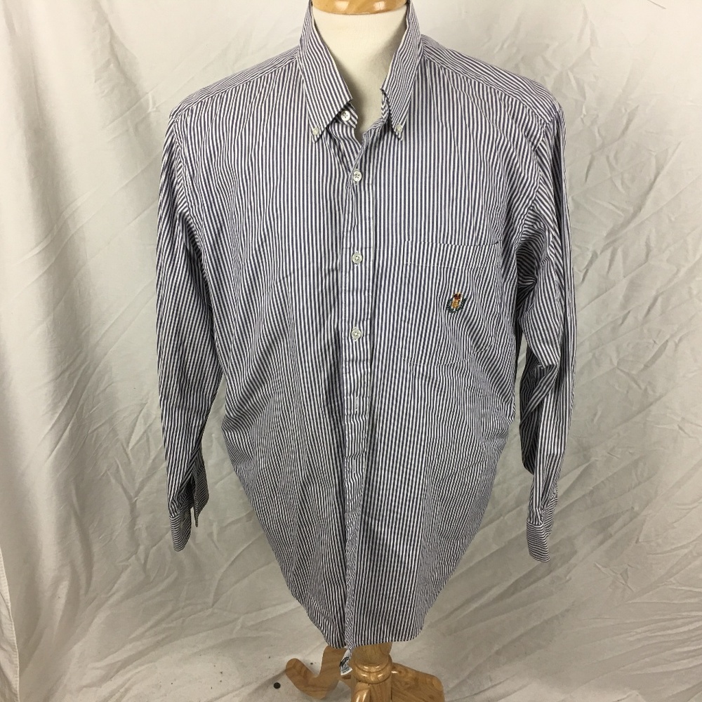Vintage Chaps Ralph Lauren Blue/White Stripe 17 34